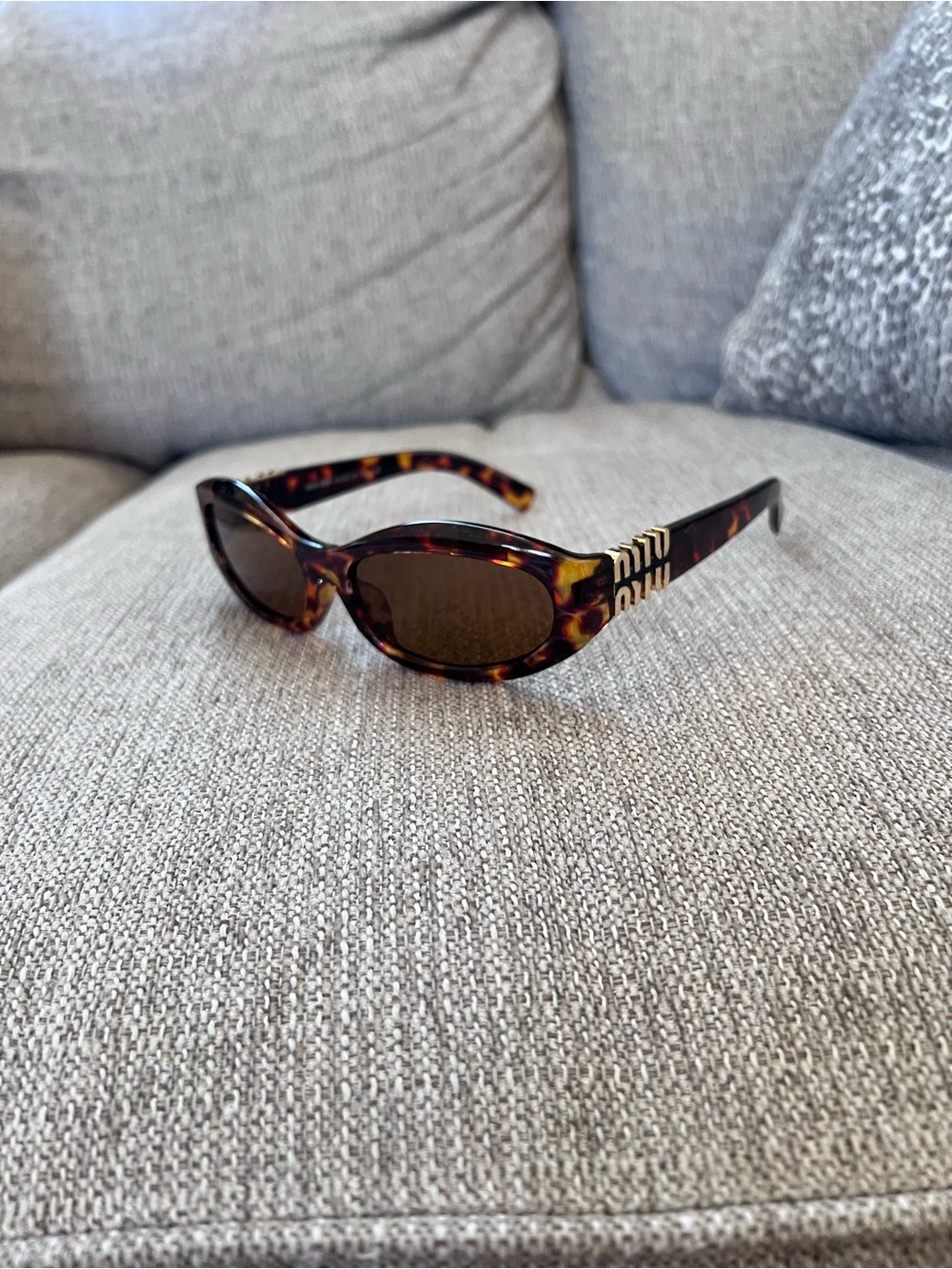 Miu Miu Tortoiseshell Oval Havana Brown Sunglasses - Brown Lenses - Picture 7 of 8